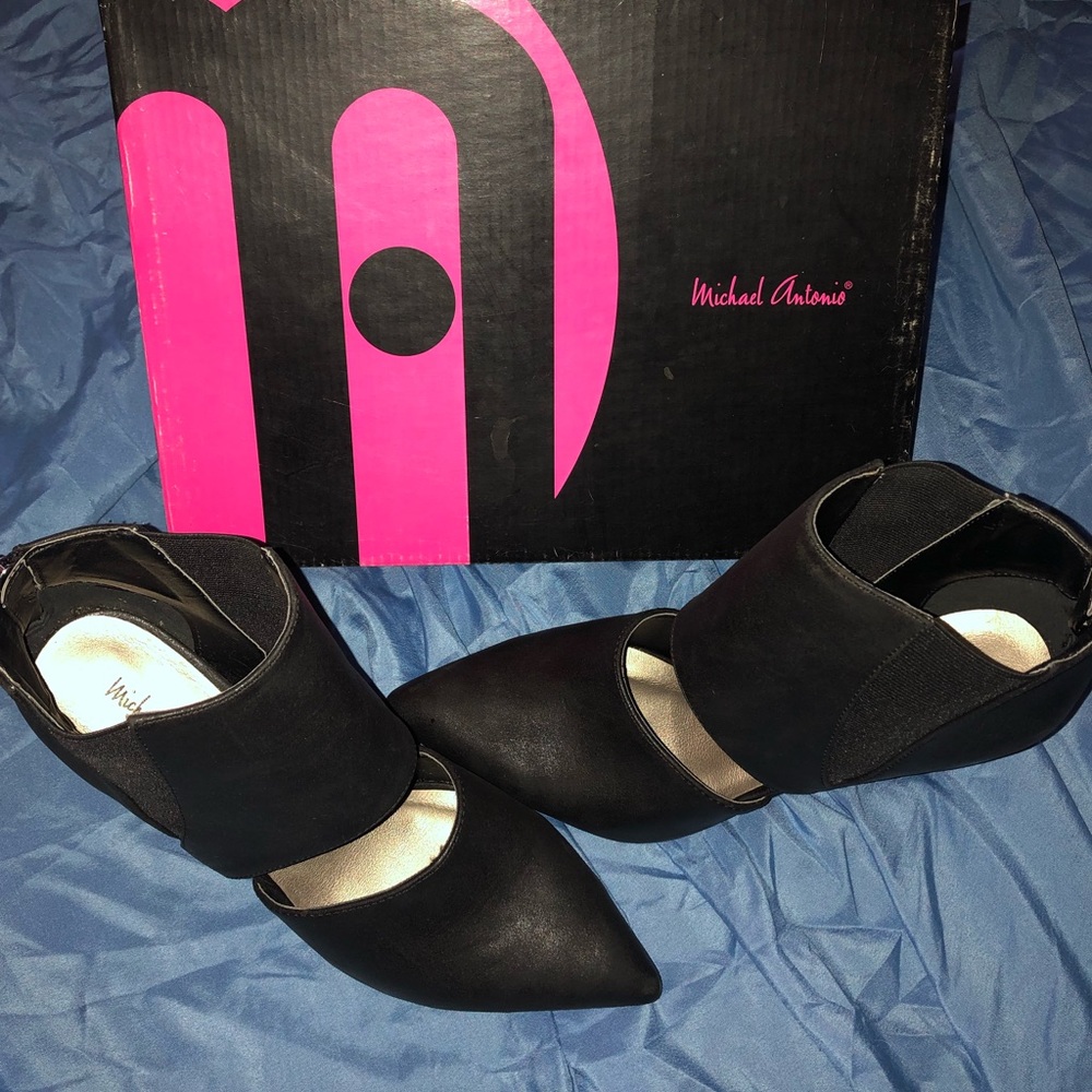 Black wedge booties
